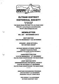 Newsletter, Newsletter, No. 207 November 2012