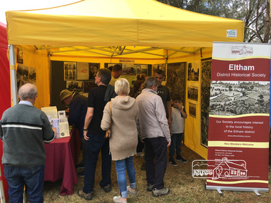 Photograph, Peter Pidgeon, Eltham District Historical Society Display, Eltham Festival, Alistair Knox Park, Eltham, 13 Nov 2016