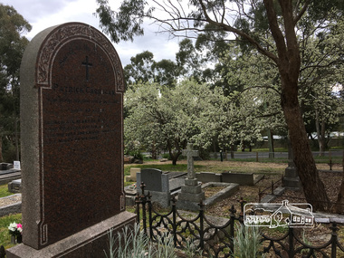 Photograph, Peter Pidgeon, Grave of Patrick Carrucan, Eltham Cemetery early settlers and neighbours to Shoestring, 2 Sep 2017