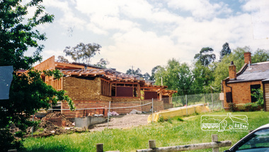 Photograph, Cr. Peter Graham, The southern wing approach to car park, Eltham Library construction, Oct 1993, 1993