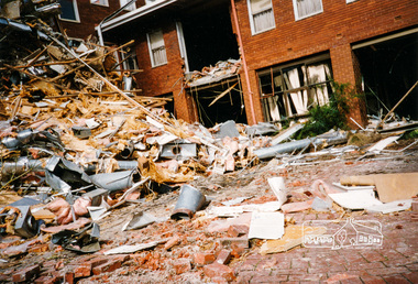 Photograph, Cr. Peter Graham, Administrative office end of former Eltham Shire offices, looking south, 12 Aug 1996, 12/08/1996
