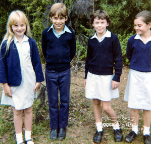 Photograph, Grade 5: Fiona Berry, Richard Illingworth, Jessica Doedens, Karen Whalley, Eltham Christian School, March 1983, 1983