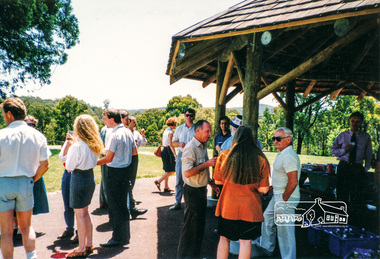Photograph, Shire of Eltham staff Christmas Breakup BBQ lunch, Sugarloaf Reservoir, 1992, 1992