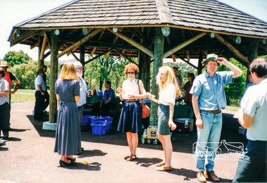 Photograph, Shire of Eltham staff Christmas Breakup BBQ lunch, Sugarloaf Reservoir, 1992