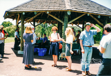 Photograph, Shire of Eltham staff Christmas Breakup BBQ lunch, Sugarloaf Reservoir, 1992, 1992