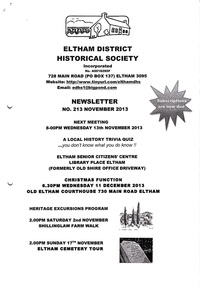 Newsletter, Newsletter, No. 213 November 2013