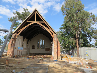 Photograph, Liz Pidgeon, St Margaret's Anglican Church undergoing renovations, Pitt Street, Eltham, 30 March 2014, 30 March 2014