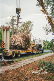 Photograph, Installation of commemorative rock for Walter Withers at corner of Bible and Arthur Streets, Eltham, 17 May 1990, 1990