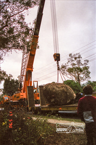 Photograph, Installation of commemorative rock for Walter Withers at corner of Bible and Arthur Streets, Eltham, 17 May 1990, 1990