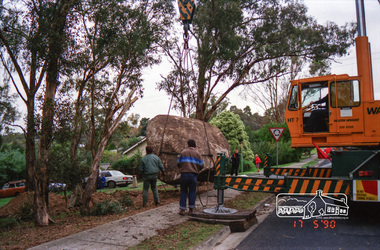 Photograph, Installation of commemorative rock for Walter Withers at corner of Bible and Arthur Streets, Eltham, 17 May 1990, 1990