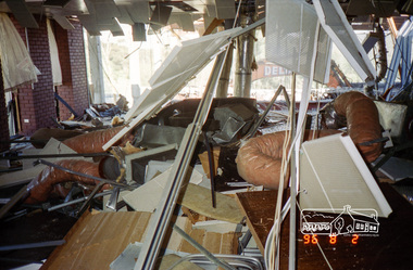 Photograph, Demolition of the former Shire of Eltham building, Main Road, Eltham, 2 Aug 1996, 1996