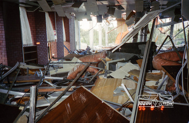 Photograph, Demolition of the former Shire of Eltham building, Main Road, Eltham, 2 Aug 1996, 1996