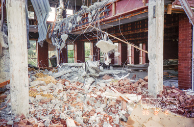 Photograph, Demolition of the former Shire of Eltham building, Main Road, Eltham, 2 Aug 1996, 1996