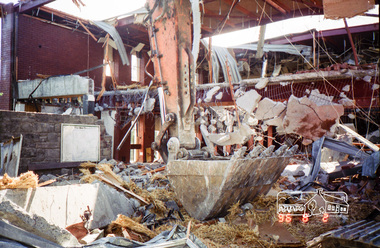 Photograph, Demolition of the former Shire of Eltham building, Main Road, Eltham, 2 Aug 1996, 1996