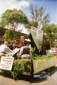 Photograph, Shire of Eltham Historical Society float, Eltham Festival Parade, Main Street, 10 November 1990, 10/11/1990