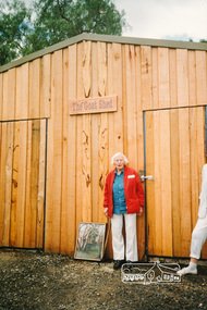 Photograph, Eltham Living and Learning Centre "Goat Shed" - unofficial opening by Claire Fitzpatrick, 3 December 1989, 03/12/1989