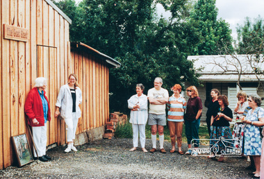 Photograph, Eltham Living and Learning Centre "Goat Shed" - unofficial opening by Claire Fitzpatrick, 3 December 1989, 03/12/1989