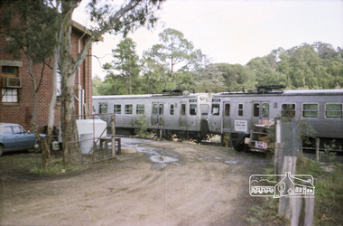 Photograph, Hurstbridge Coaches depot and Hurstbridge rail station, Heidelberg-Kinglake Road, Hurstbridge, c.1980