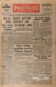 Newspaper, Rosanna Diamond Valley News, 12 Dec 1961