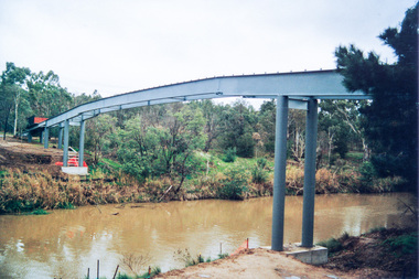 Photograph, Doug Orford, Bridge works across Yarra River at rear of Eltham Lower Park, June 2004, 2004