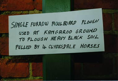 Photograph, Single Furrow Plough, Heritage Week, 1990