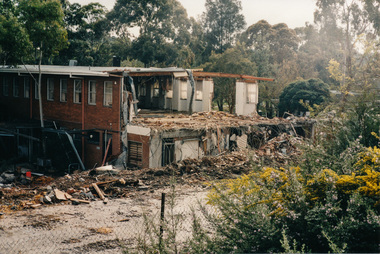Photograph, Demolition of Eltham Shire Offices, 17 Aug 1996, 17/8/96