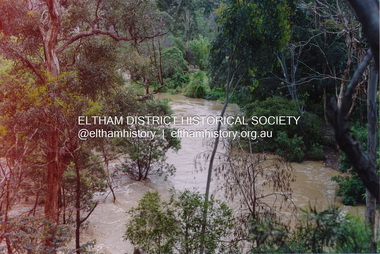 Photograph, Flooding of Diamond Creek at Lower Eltham Main Road bridge, Nov 2004, 2004