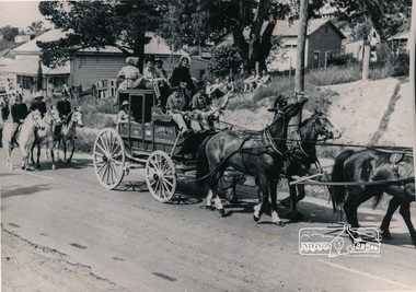 Photograph, Cobb and Co. Coach and horses, ERSILAC Parade, c.1960