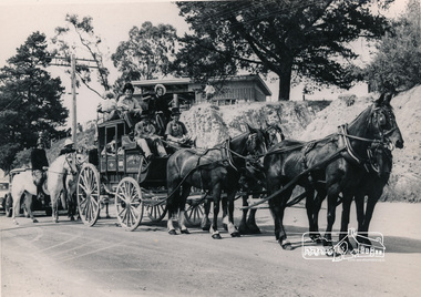 Photograph, Cobb and Co. Coach and horses, ERSILAC Parade, c.1960