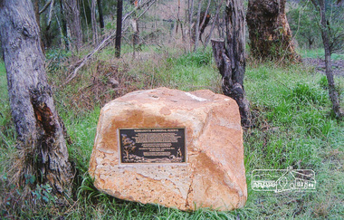 Photograph, Commemorative plaque on rock, Warrandyte Aboriginal Reserve, unveiled 23 March 2013