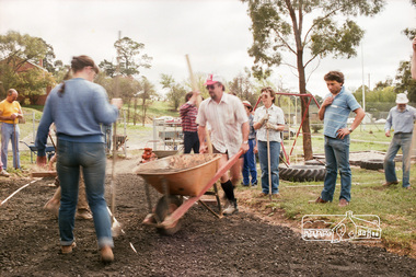 Photograph, Paving course at the childcare co-op run by Eltham Living and Learning Centre, c.1982-1986