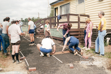 Photograph, Paving course at the childcare co-op run by Eltham Living and Learning Centre, c.1982-1986