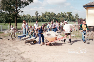 Photograph, Paving course at the childcare co-op run by Eltham Living and Learning Centre, c.1982-1986