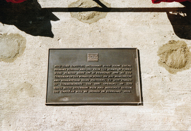 Photograph, Maroondah System Centenary, Time Capsule Plaque, Maroondah Dam, 17 Feb 1991, 17/02/1991