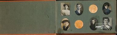 Photograph Album, Stamp Photo Album; portrait miniatures of unidentified persons and family members, c.1910, 1890c