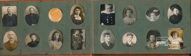 Photograph Album, Stamp Photo Album; portrait miniatures of unidentified persons and family members, c.1910, 1890c