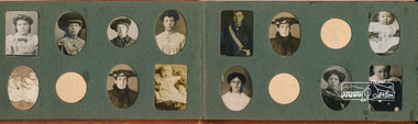 Photograph Album, Stamp Photo Album; portrait miniatures of unidentified persons and family members, c.1910, 1890c