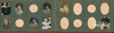 Photograph Album, Stamp Photo Album; portrait miniatures of unidentified persons and family members, c.1910, 1890c