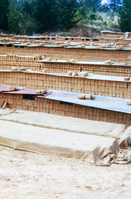 Photograph, Making the mudbricks for St Margaret's Anglican Church Hall, Eltham, 1978