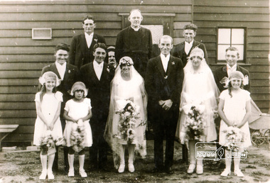 Photograph, The Reverend John Arthur Peck (centre back row) 1922-1924, wedding, 1926, venue unknown