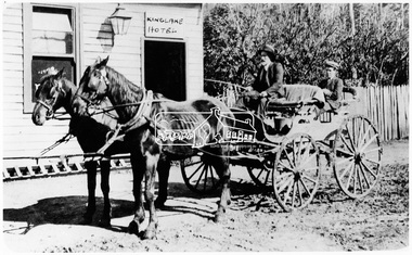 Photograph, Mail coach en route to Yarra Glen. Before this mail was conveyed on horseback to Queenstown