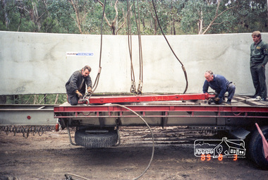Photograph, Bridge construction over the Diamond Creek, Charlber Lane, St Andrews, 3 August 1989, 3 August 1989