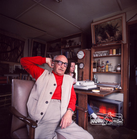 Photograph, Alan Marshall at his Eltham home with secretary, Pat Wiltshire, c.1970