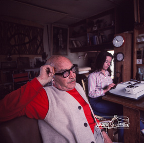 Photograph, Alan Marshall at his Eltham home with secretary, Pat Wiltshire, c.1970