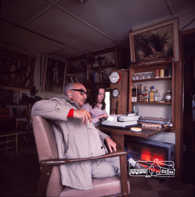 Photograph, Alan Marshall at his Eltham home with secretary, Pat Wiltshire, c.1970