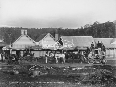Negative - Photograph, Sears' Studios, A survival of the good old coaching days at Queenstown, Vict, 14 Oct 1926