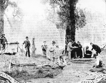 Photograph, A Prospecting Party, Steels Creek, 1893 (reproduced from "The Leader", Jan. 6th, 1894, page 31)
