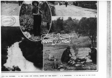 Photograph, The Warrandyte Gold Fields. "On the road to the Fields", c.1906 (reproduced from "The Australasian" 12th May 1906, page 1115)