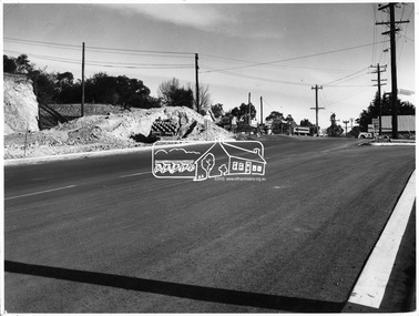 Photograph, Eltham - Corner Main Road and Bridge Street. Widening of road, 1968