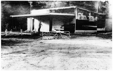 Negative - Photograph, Eltham - Burnt out football pavilion. Eltham Central Park
